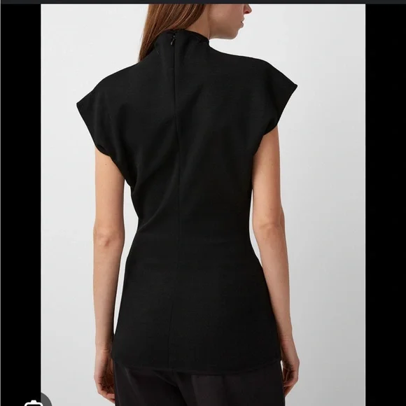 Women´s Black Fitted Waist Stand Collar Top Blouses